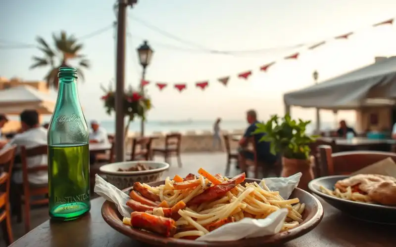 Savor authentic Cypriot cuisine amidst the historic ruins of Salamis in Famagusta, Cyprus